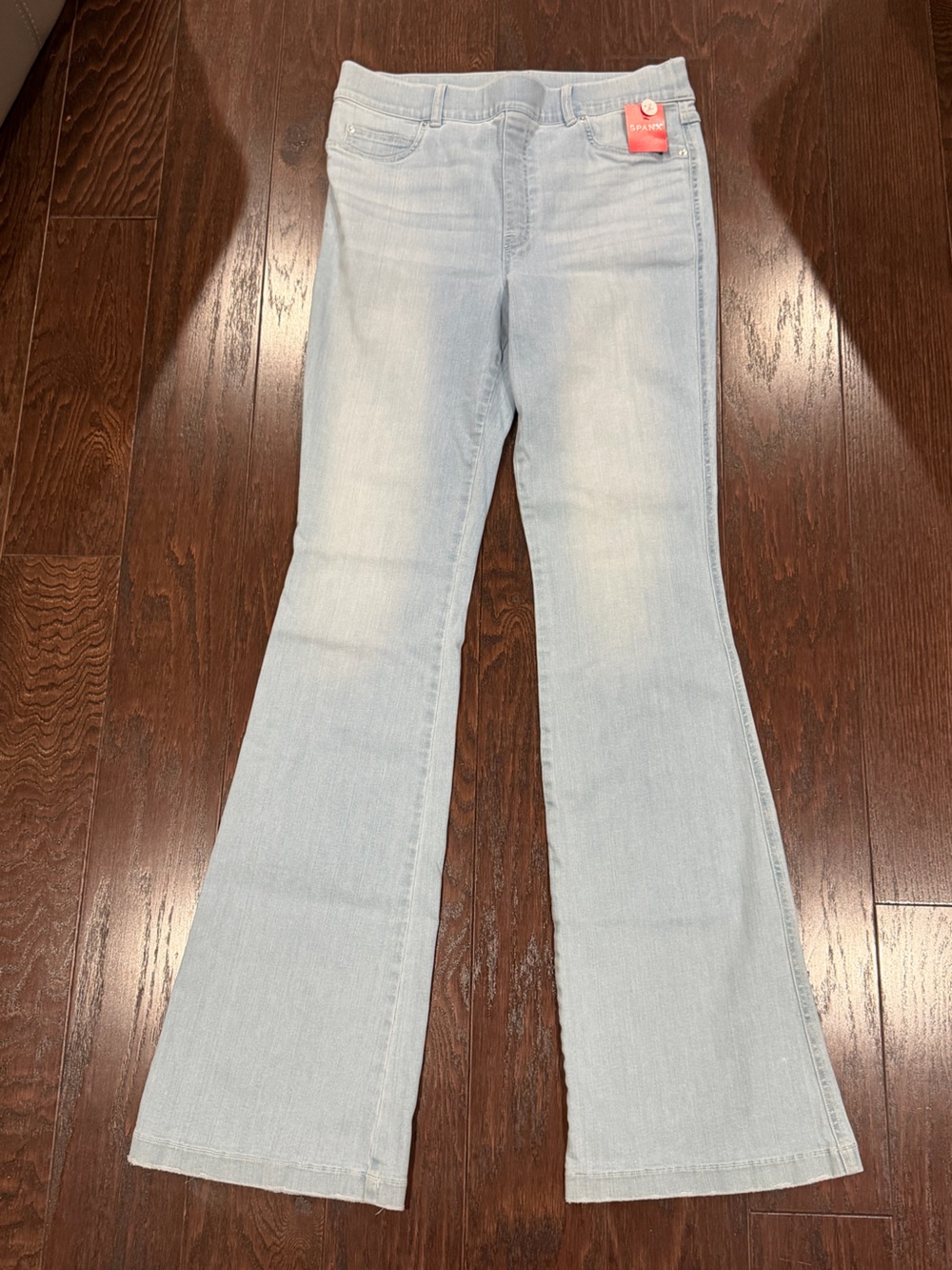 Spanx Flare Jeans Women Large Tall Retro Light Wash Pull On Shaping Denim New